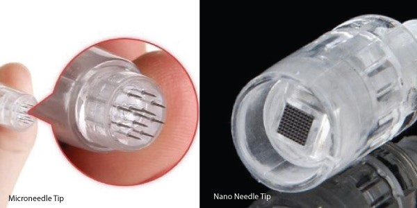 The difference between a microneedle tip and a nano needle tip.